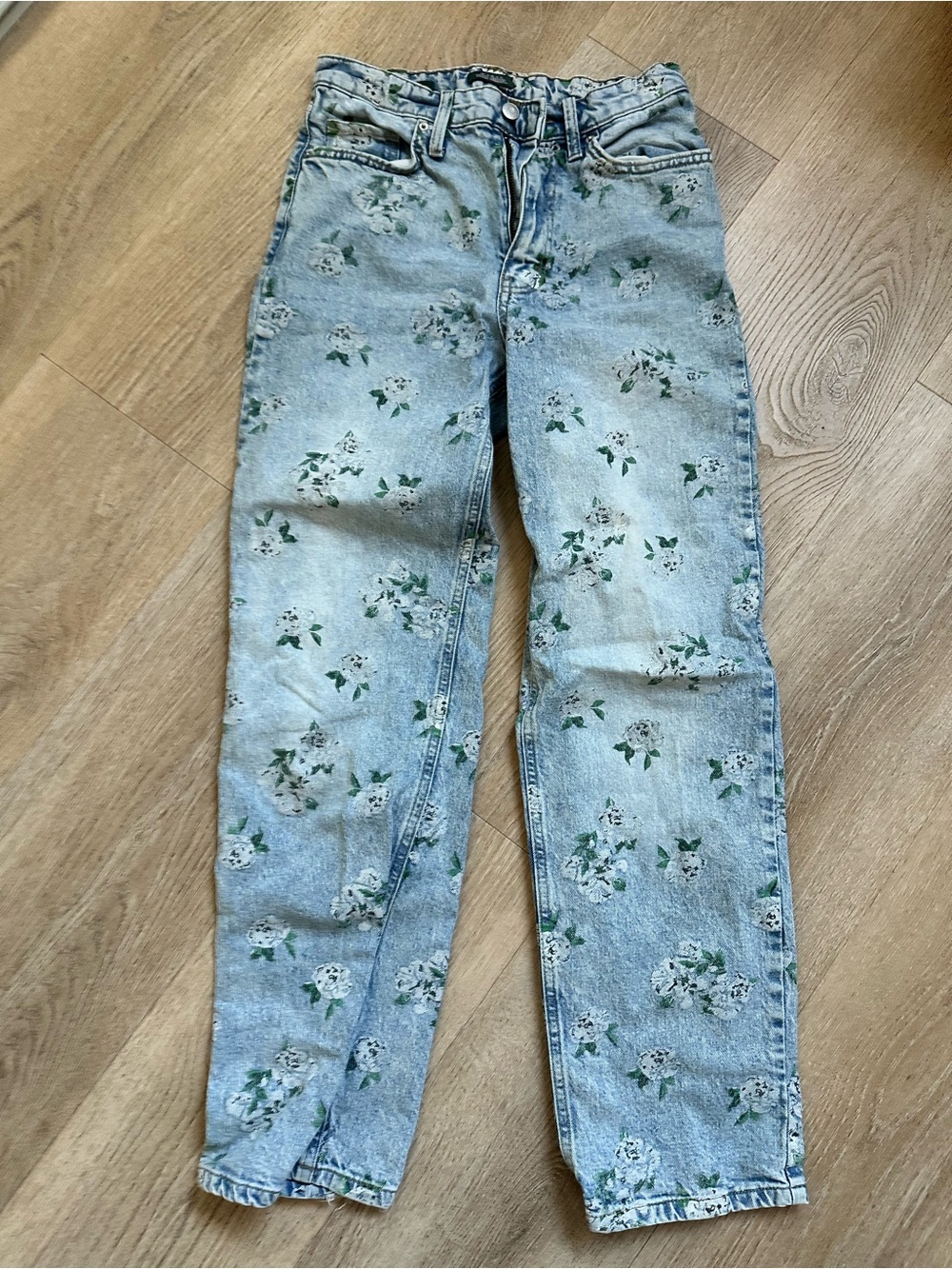 wild fable Light Wash Floral Straight Leg Jeans